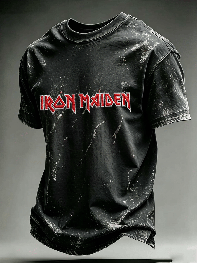 Men's England Heavy Metal Band Short-Sleeve Crew Neck Printed T-Shirt