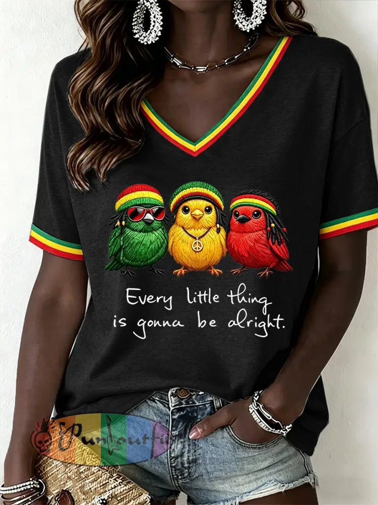Women's Reggae Music V-Neck T-Shirt