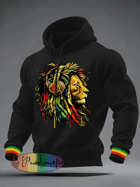 Men's Reggae Print Casual Hoodie