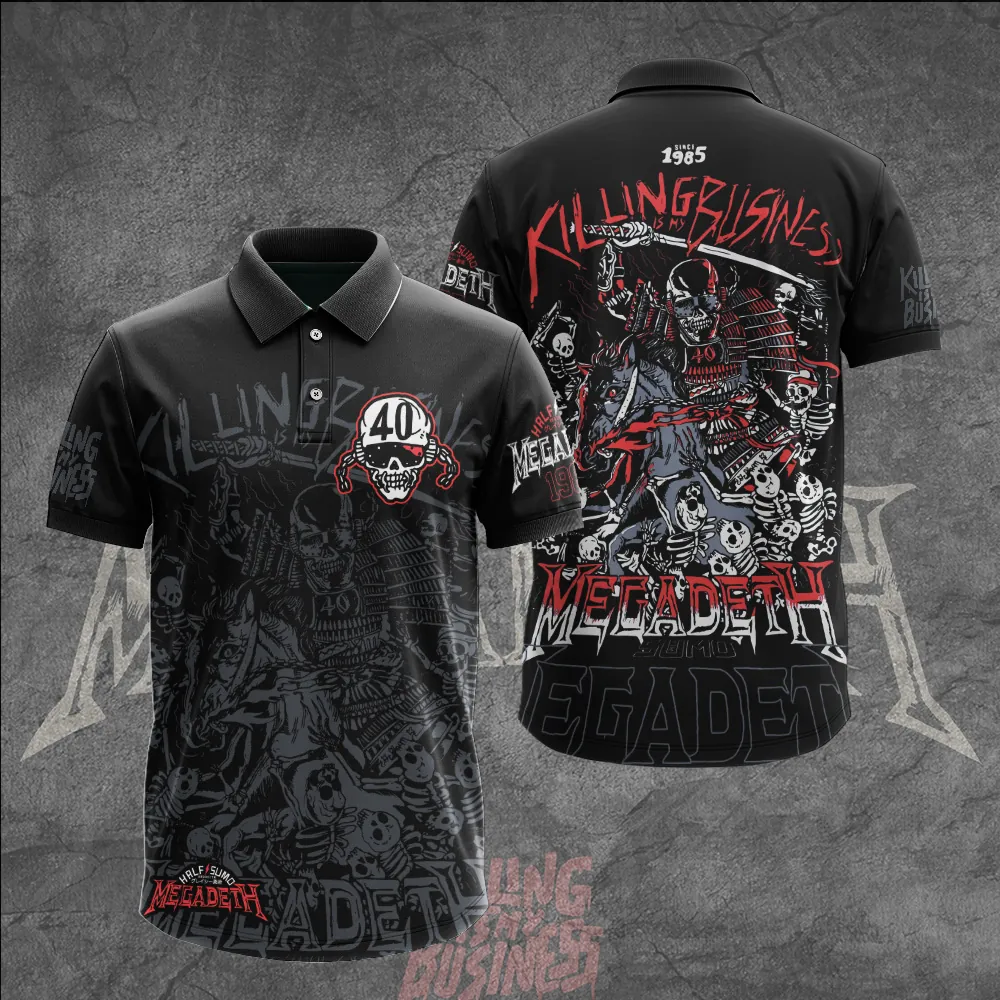 Men's American Thrash Metal Band Print Polo Shirt