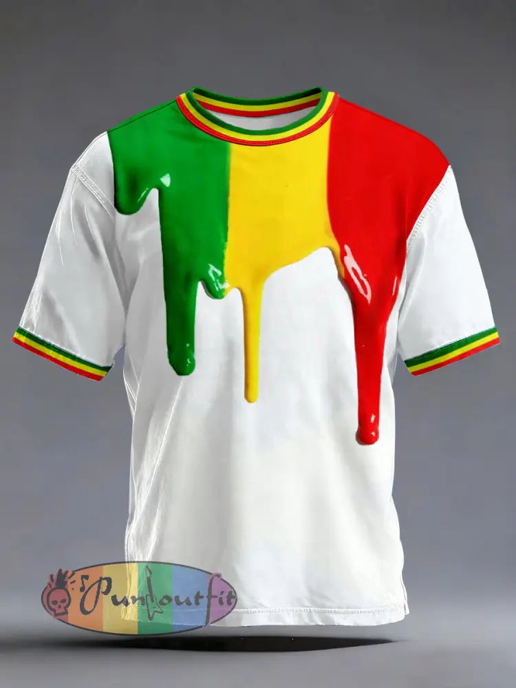 Men's Reggae Music Inspired Print Vintage T-Shirt