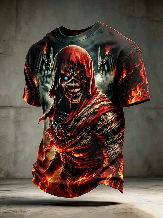 Men's England Heavy Metal Band Short-Sleeve Crew Neck Printed T-Shirt
