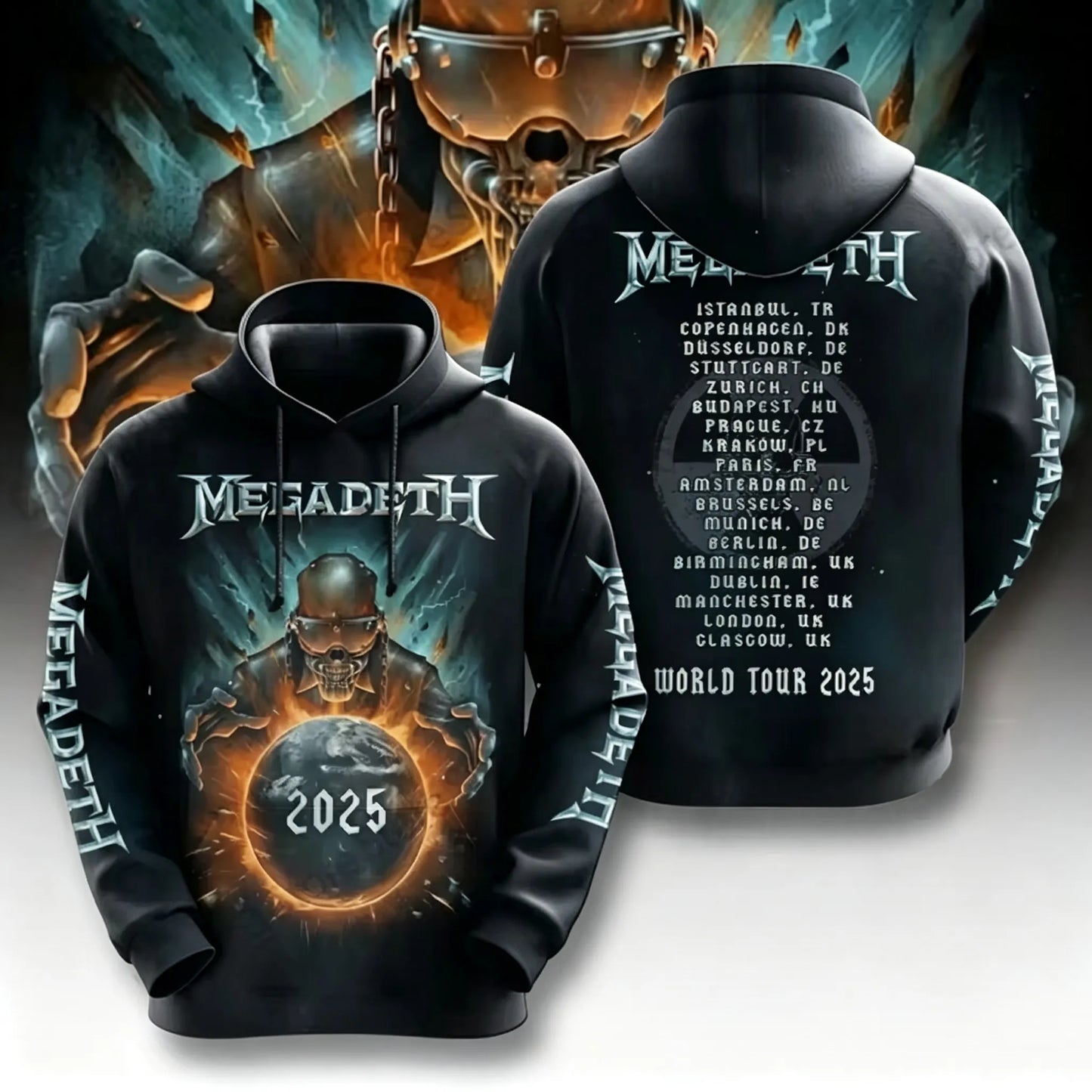Men's American Thrash Metal Band Print Hoodie