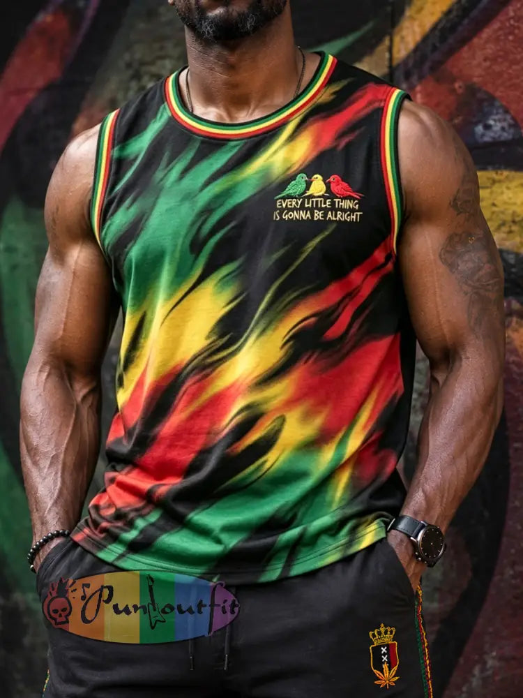 Retro Reggae-Themed Artistic Casual Sleeveless Tank Top
