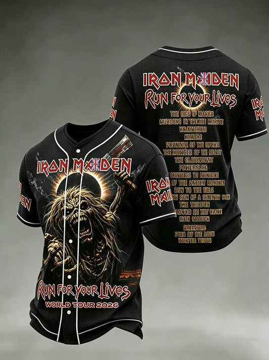 Men's England Heavy Metal Band Print Casual Top