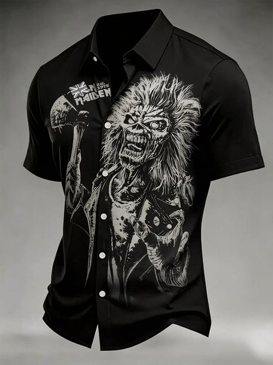 Men's England Heavy Metal Band Printed Short-Sleeve Shirt (Pocketless)