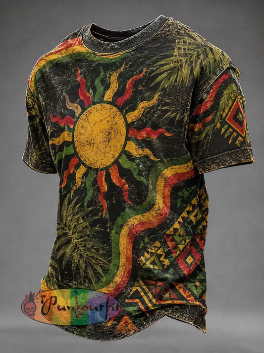 Men's Reggae Art Print Casual T-Shirt