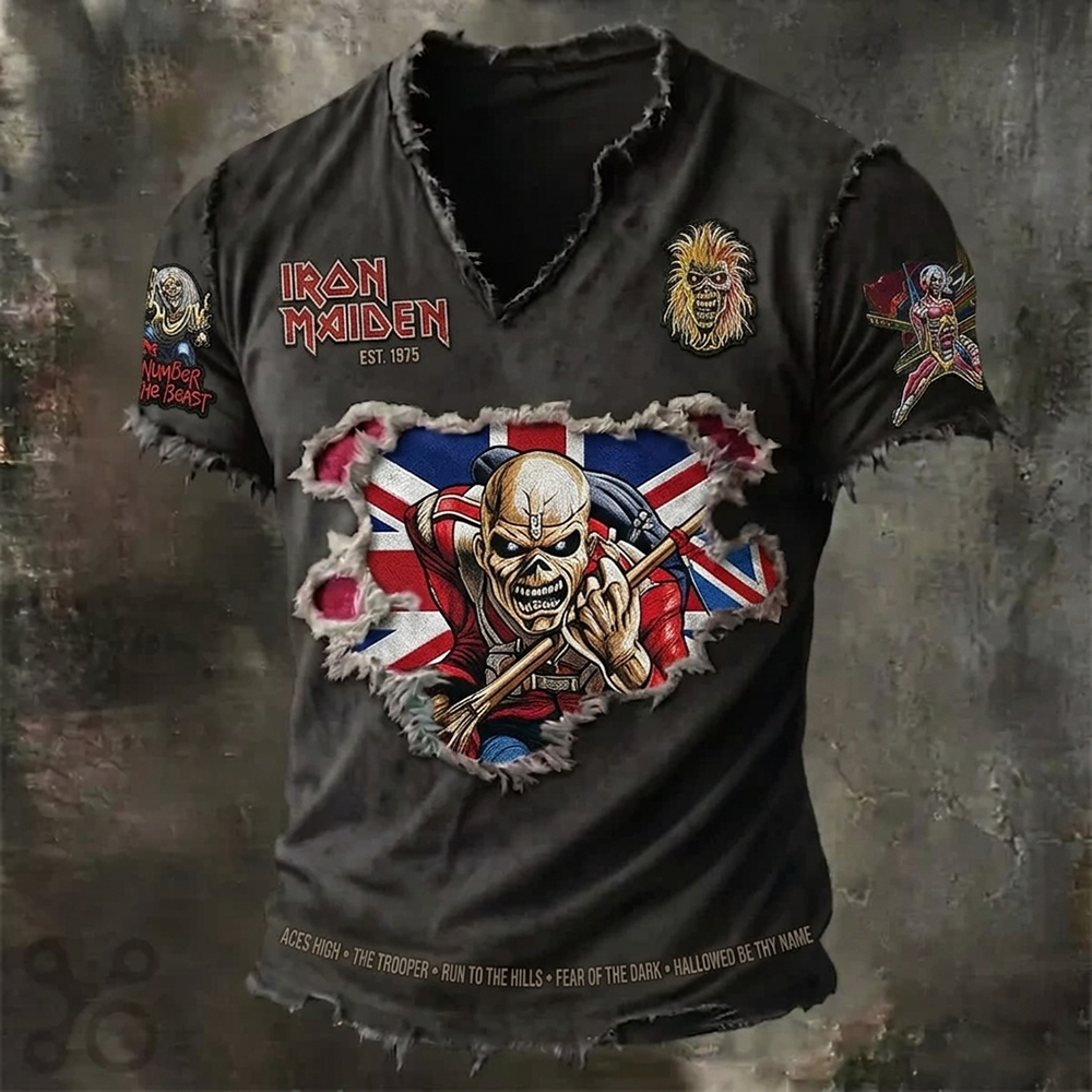 Vintage Iron Maiden V-neck T-shirt