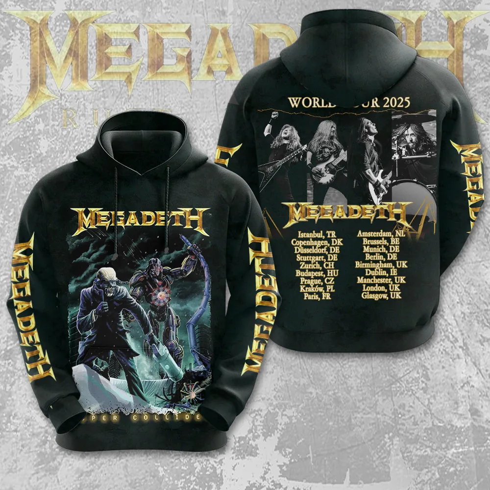 Men's American Thrash Metal Band Print Hoodie