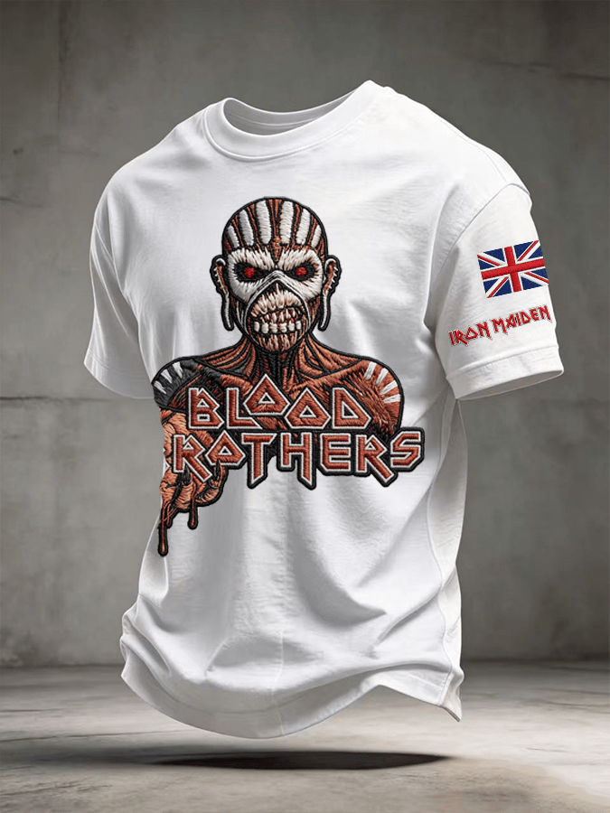 Men's British Heavy Metal Band Tour Graphic Crew Neck T-Shirt