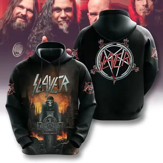 Men's American Thrash Metal Band Print Hoodie