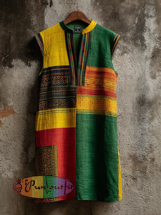 Women's Reggae Music Linen Blend Dress