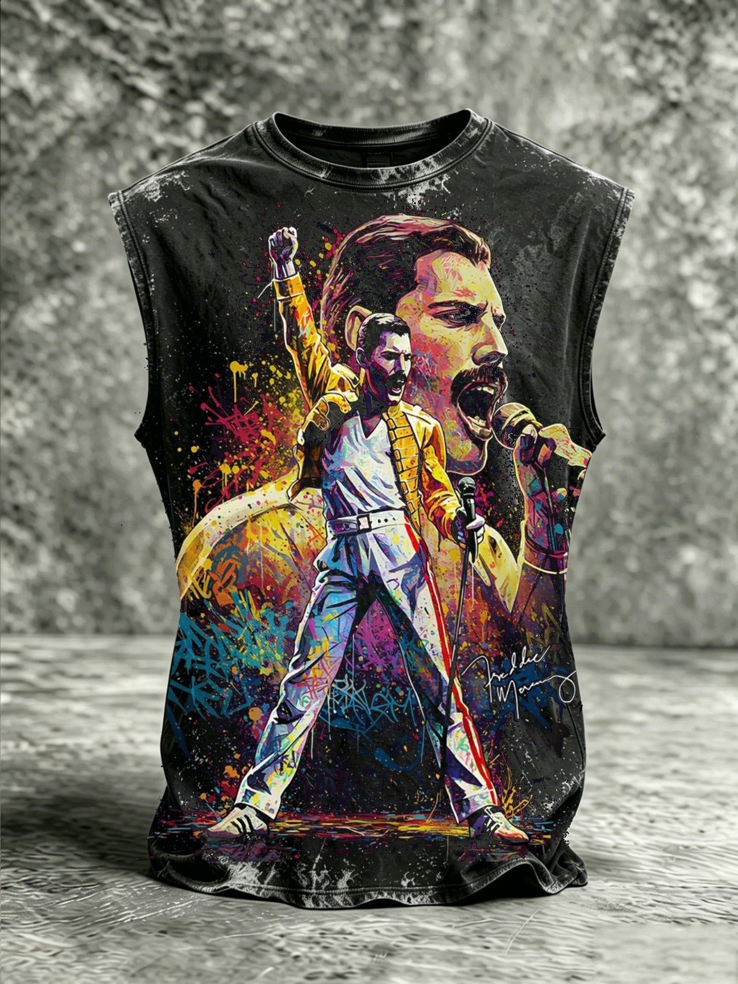 Men's Music-Print Casual Tank Top