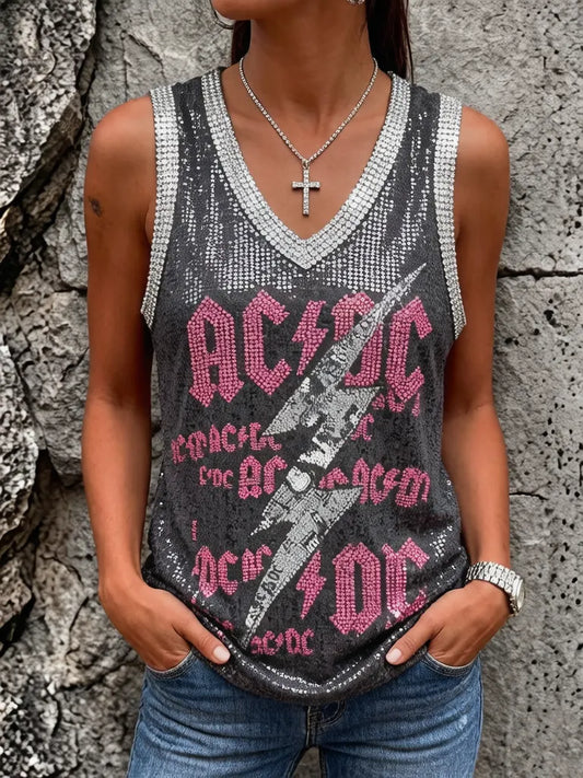 Women's ACDC Band Print Tank Top