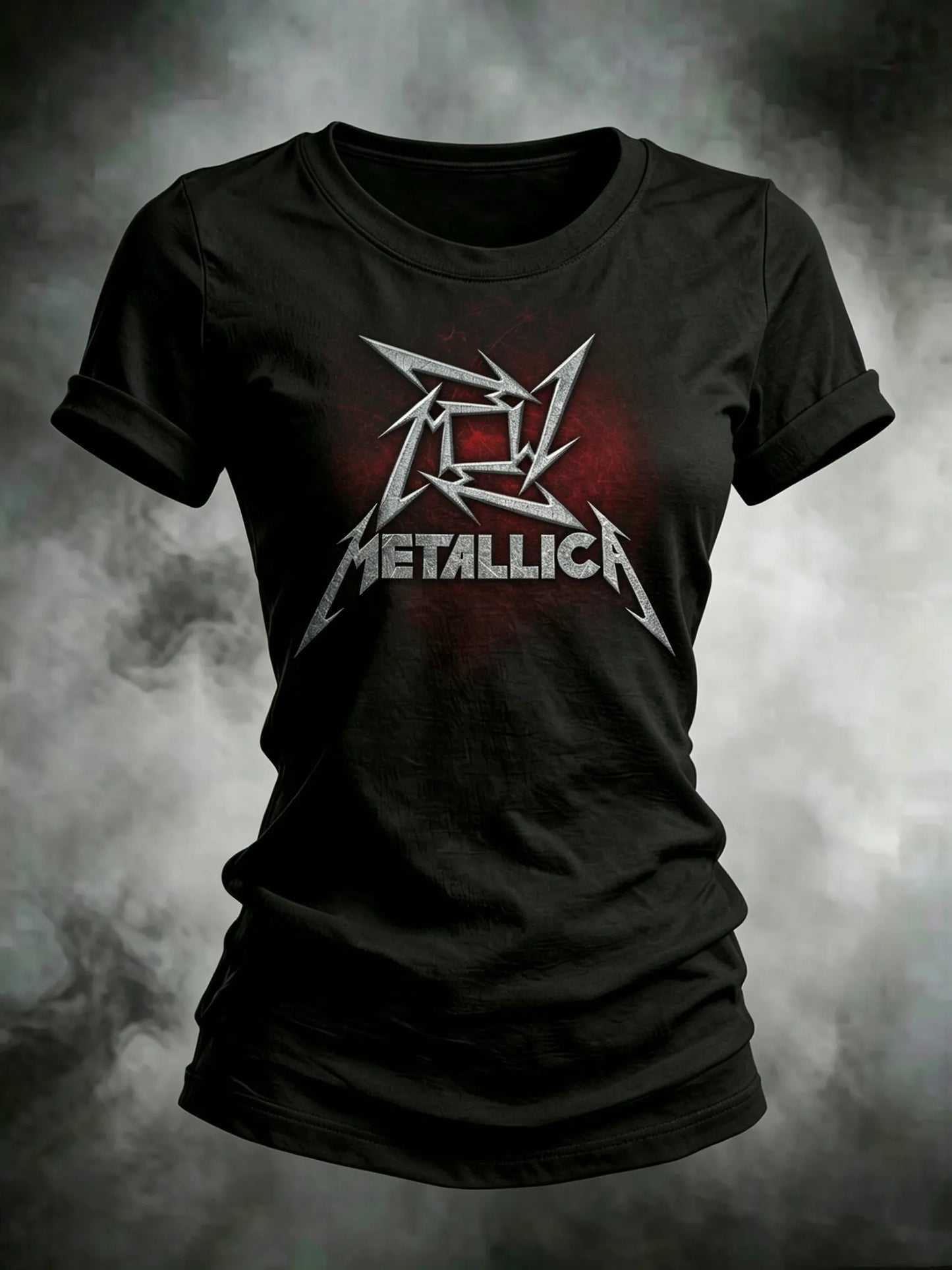 Women's Casual Heavy Metal Band Print T-Shirt