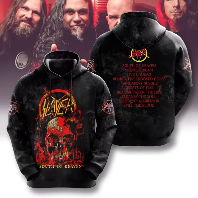 Men's American Thrash Metal Band Print Hoodie