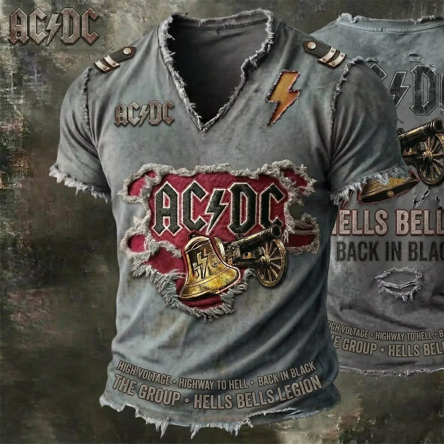 Men's Vintage AC/DC V-neck T-shirt