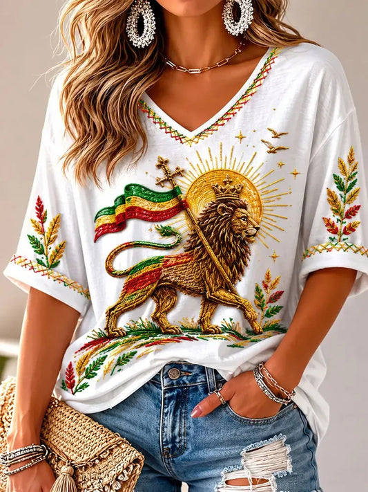 Women's Reggae Print Casual T-Shirt