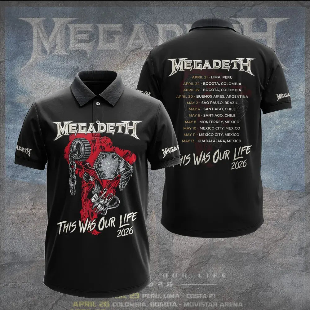 Men's American Thrash Metal Band Print Polo Shirt
