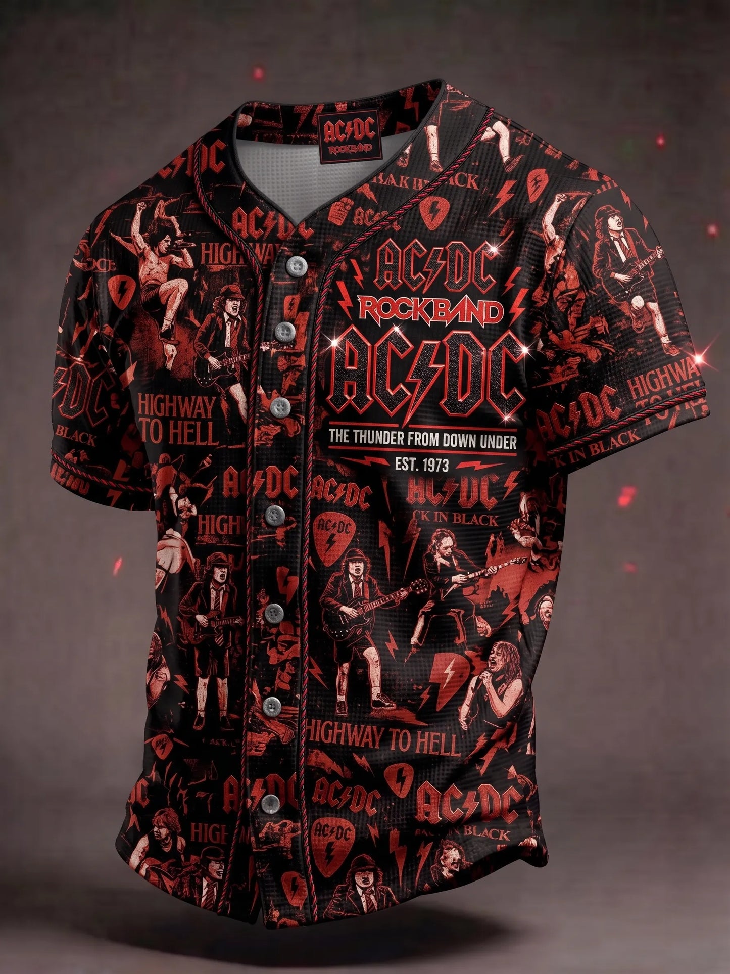 Men's Retro AC/DC Band Rock Fan Short-Sleeve Shirt