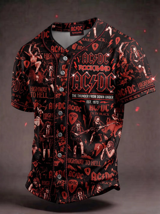 Men's Retro AC/DC Band Rock Fan Short-Sleeve Shirt