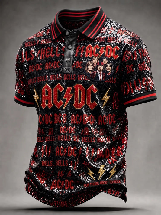Men's AC/DC Rock Band Fan Polo Shirt