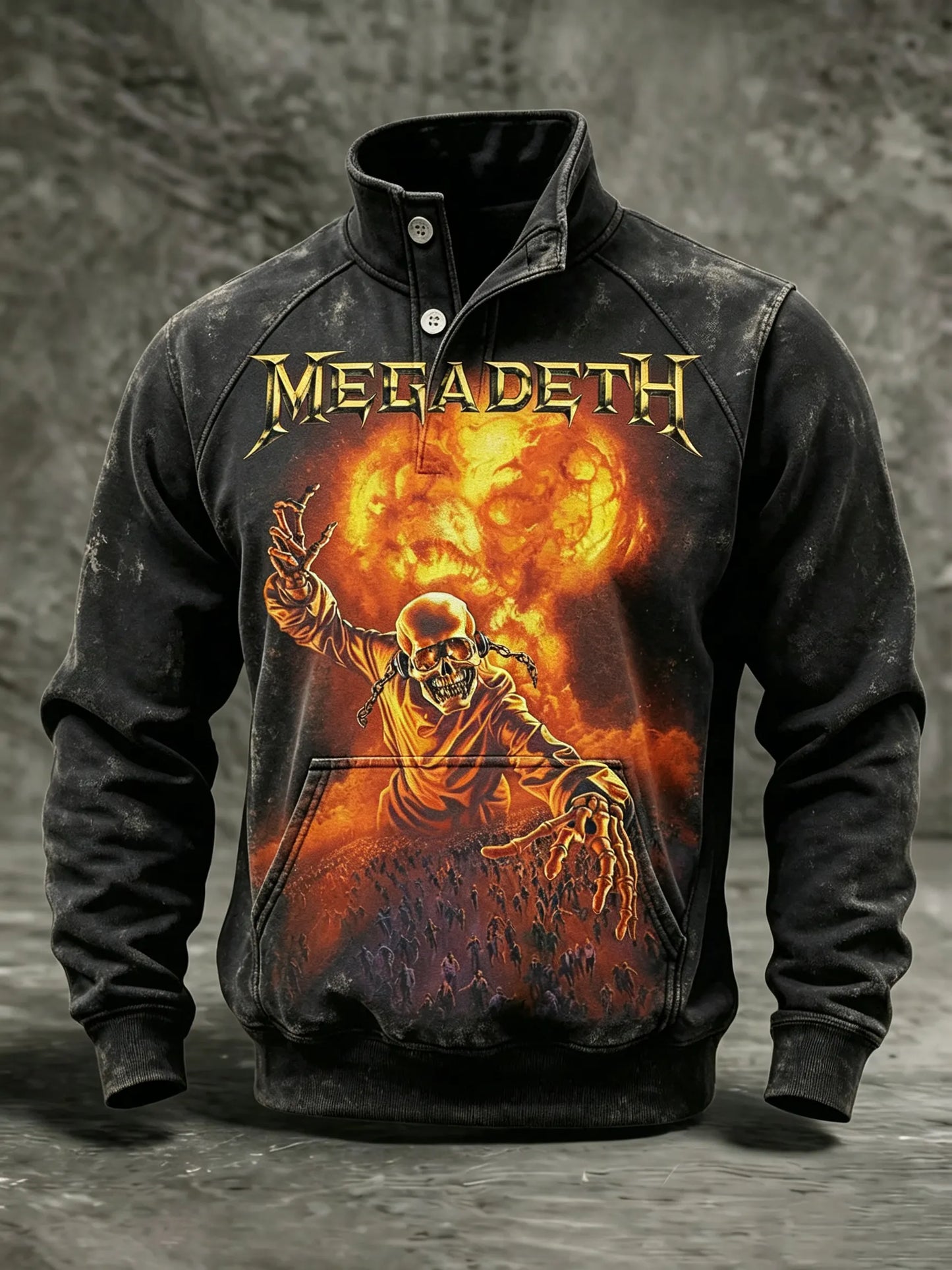 Men's American Thrash Metal Band Print Hoodie