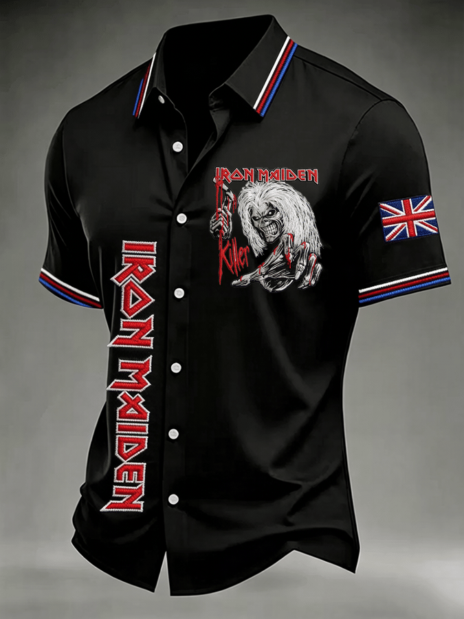 Men's England Heavy Metal Band Printed Short-Sleeve Shirt (Pocketless)