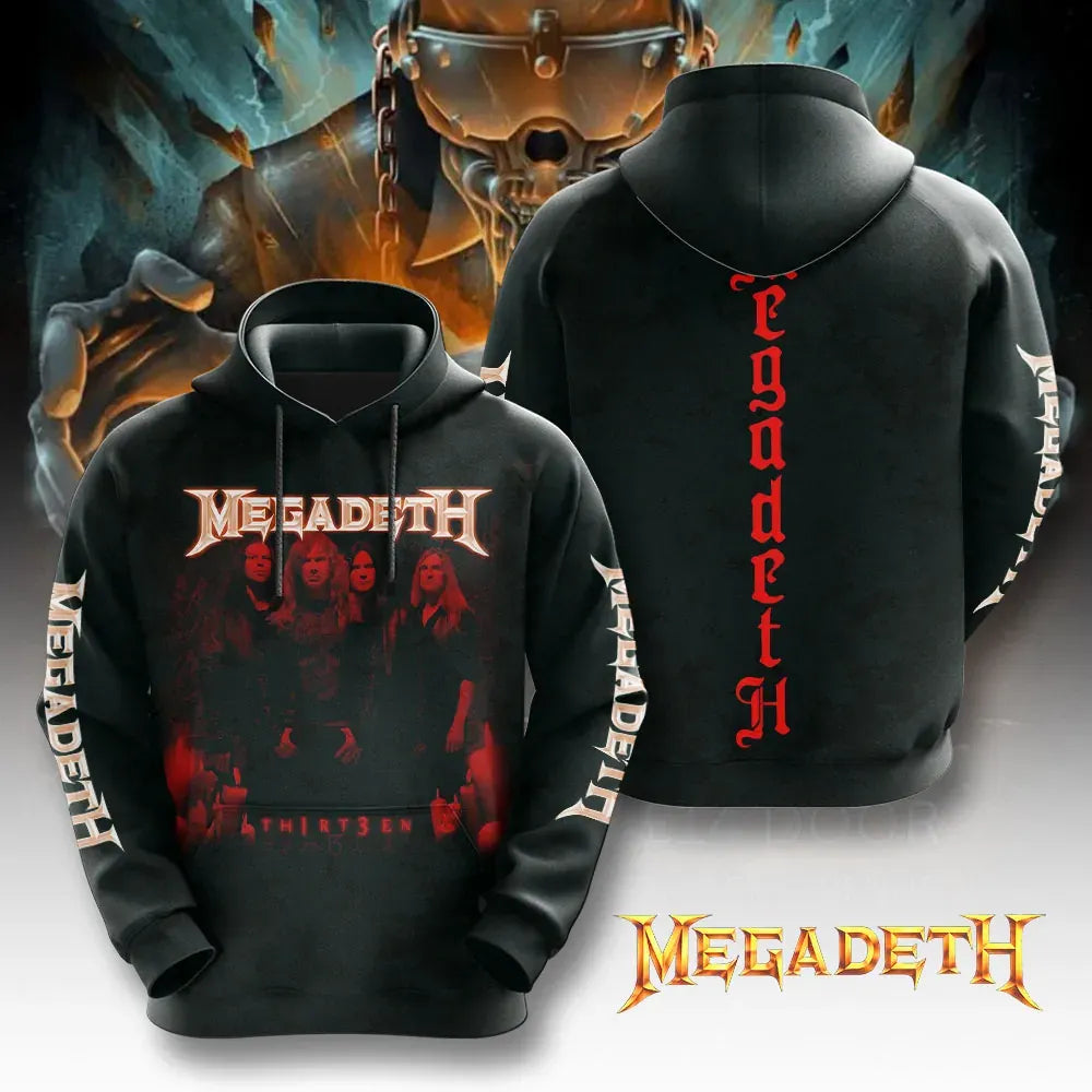 Men's American Thrash Metal Band Print Hoodie