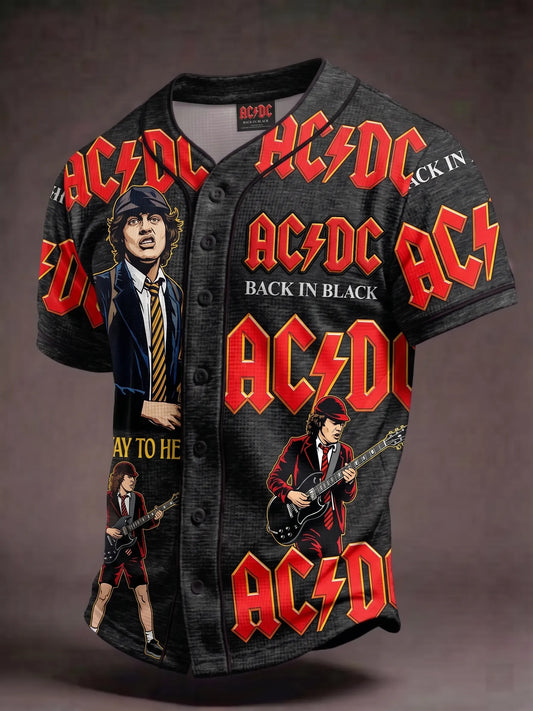 Men's Retro AC/DC Band Rock Fan Short-Sleeve Shirt