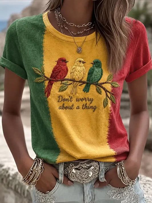 Women's 'Every Little Thing Is Gonna Be Alright' Printed Casual T-Shirt