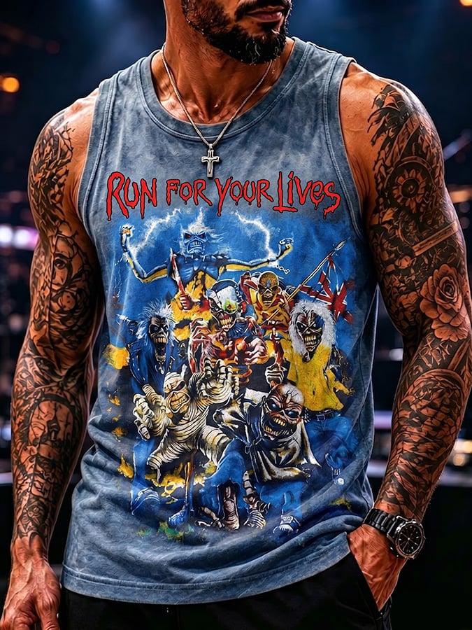 Men's Casual Band-Print Tank Top