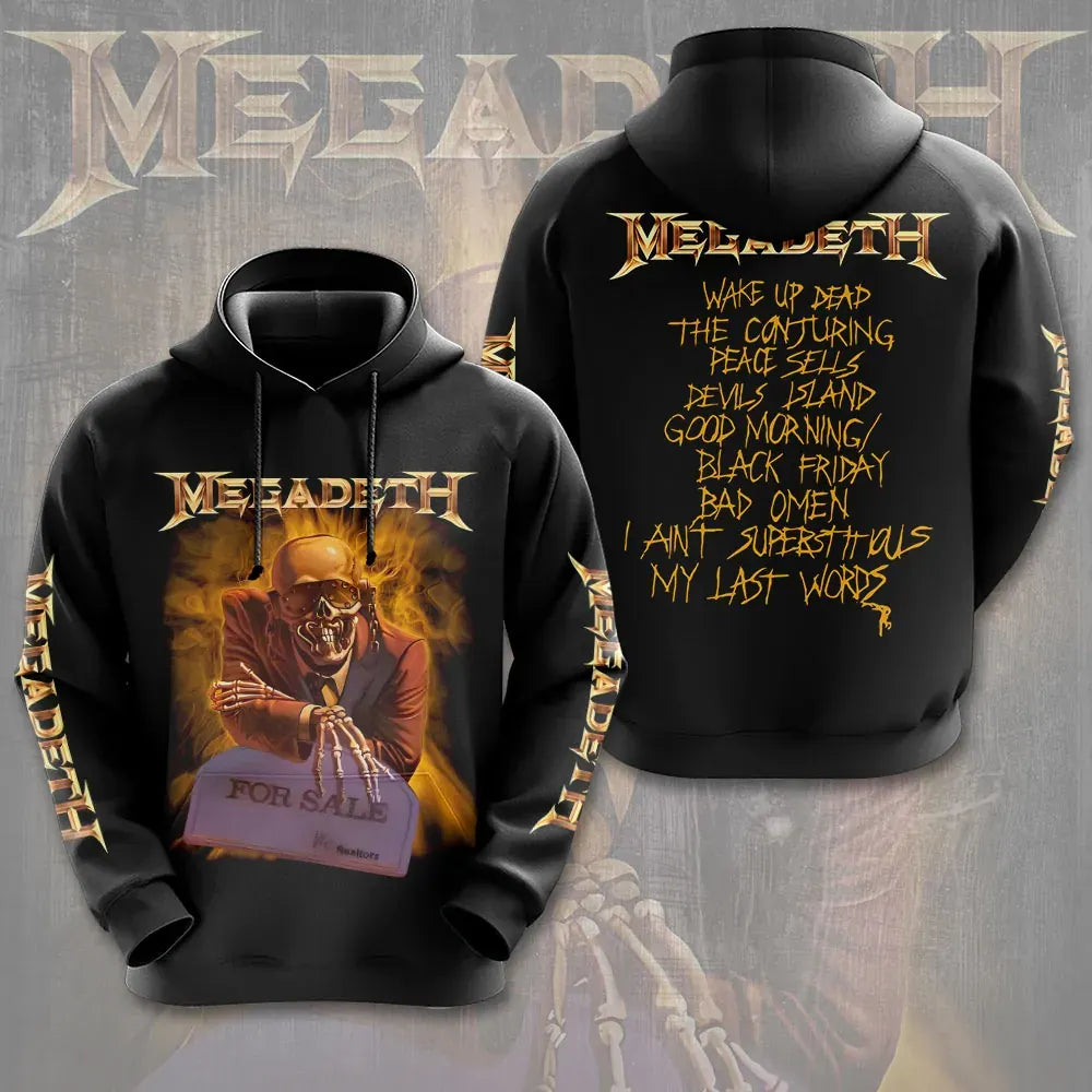 Men's American Thrash Metal Band Print Hoodie