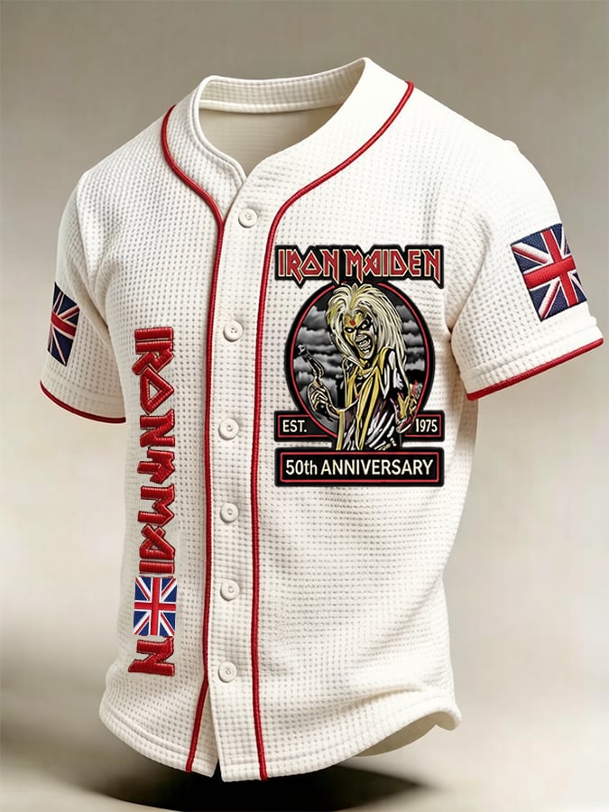 Men's England Heavy Metal Band Print Casual Top