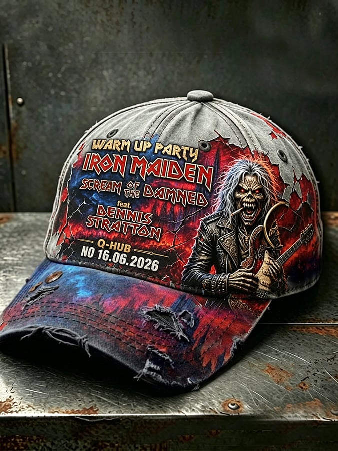 Metal-style retro washed baseball cap