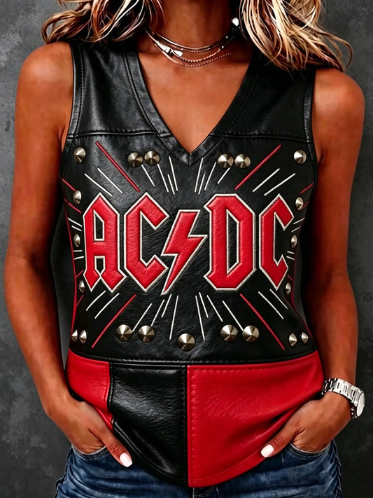 Women's Retro AC/DC Rock Band Sleeveless Top