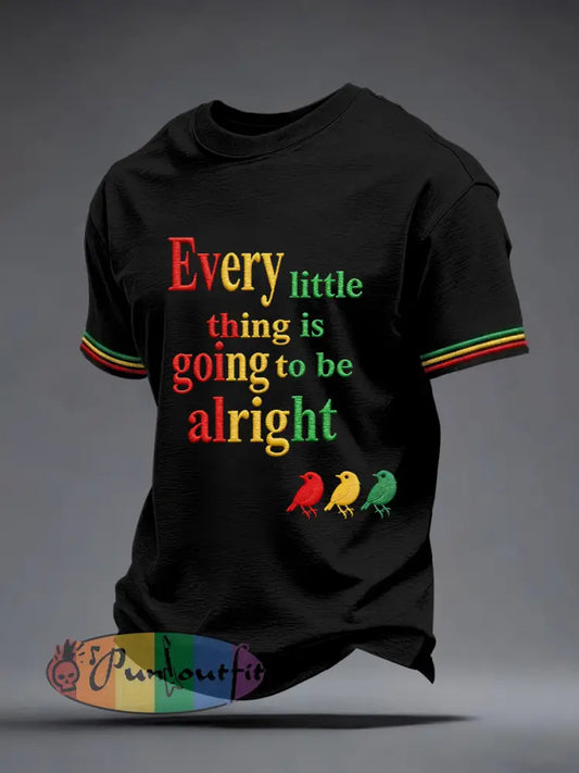 Men's Reggae Music Inspired Embroidery Pattern T-Shirt