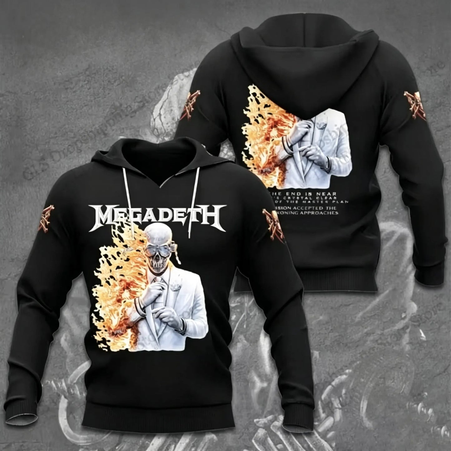 Men's American Thrash Metal Band Print Hoodie