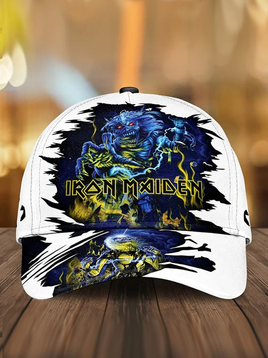 Metal-style retro washed baseball cap