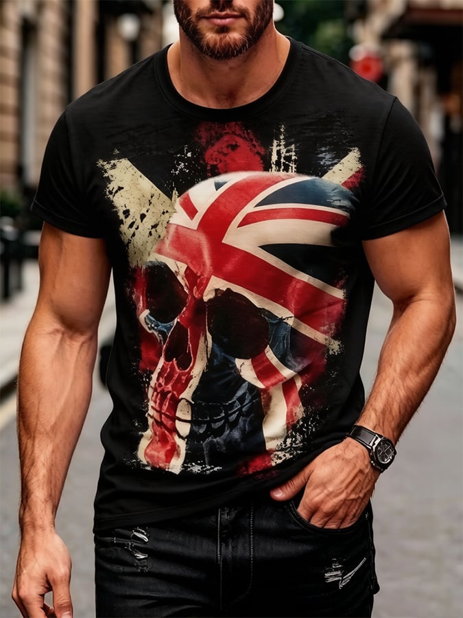 Men's England Heavy Metal Band Tour Crew Neck Short-Sleeve Printed T-Shirt