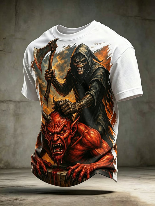 Men's England Heavy Metal Band Short-Sleeve Crew Neck Printed T-Shirt