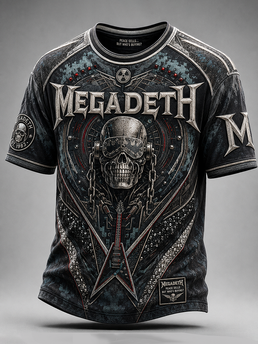 Men's Megadeth Gold Skull Luxury Band Tee