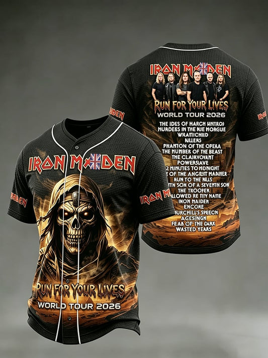 Men's England Heavy Metal Band Print Casual Top