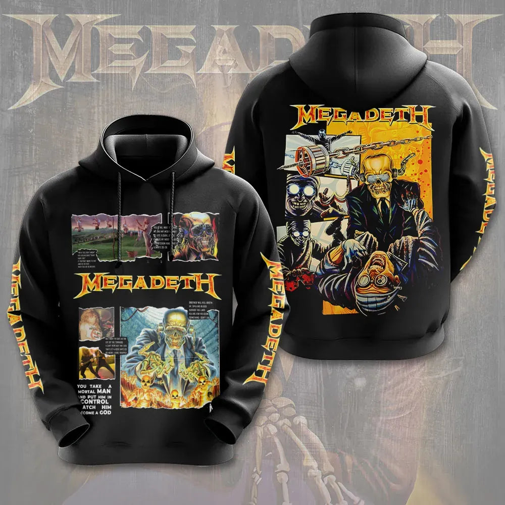 Men's American Thrash Metal Band Print Hoodie