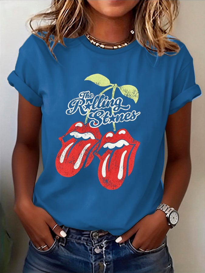 Women's Band-Print Casual T-Shirt