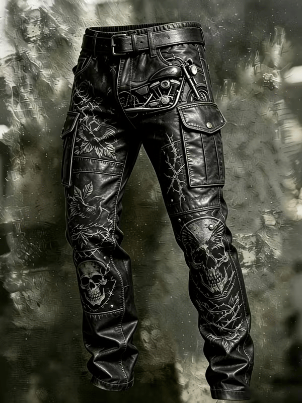Men's England Heavy Metal Band Print Cargo Pants