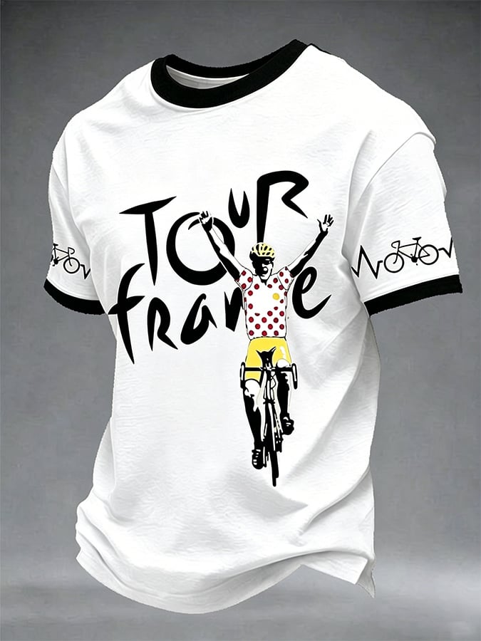 Men's Tour France Print Casual T-Shirt