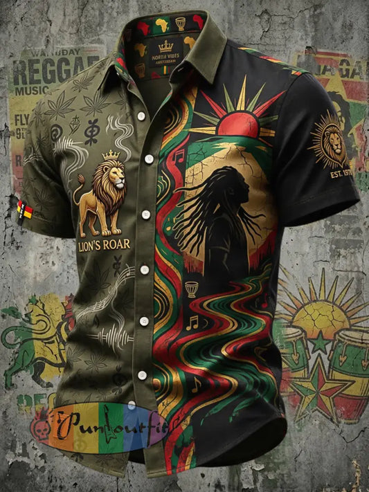 Patchwork Casual Shirt for Retro Reggae Fans