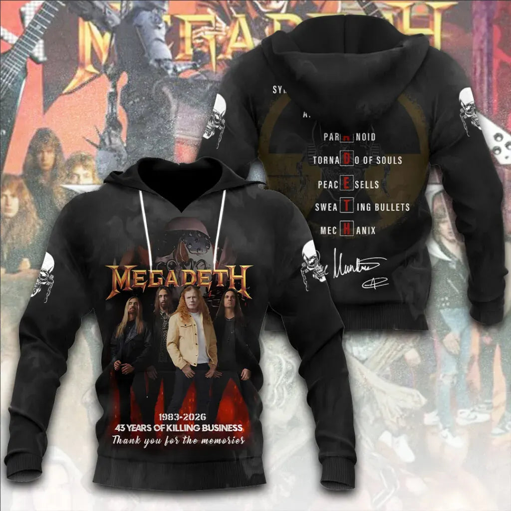 Men's American Thrash Metal Band Print Hoodie