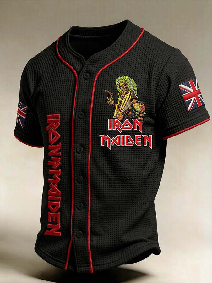 Men's England Heavy Metal Band Print Casual Top